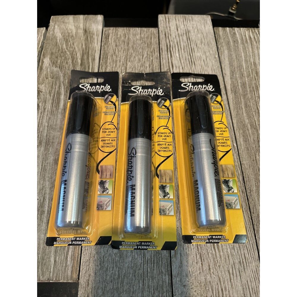 Sharpie Magnum Permanent‎ Marker Chisel Tip Black Lot Of 3